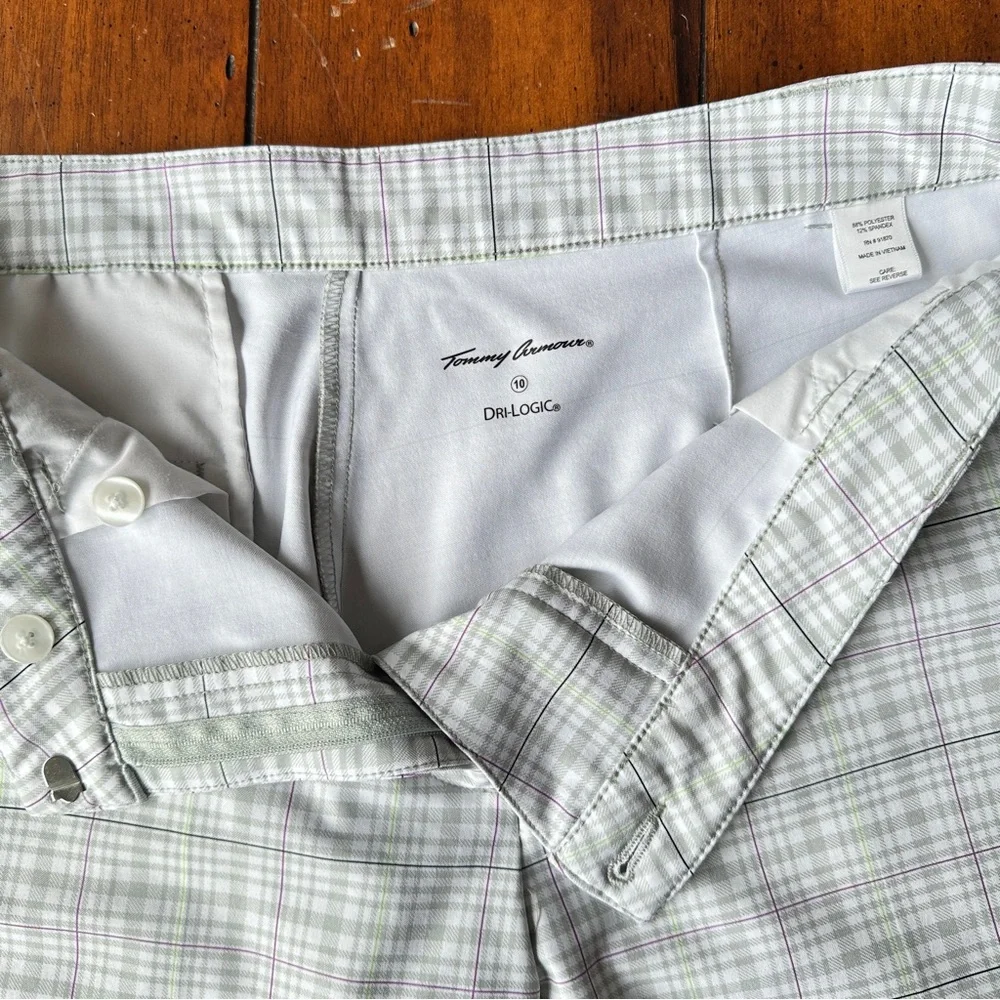 Tommy Armour Plaid Golf Shorts Sz 10 Dri-Logic Stretch NWOT No Flaws